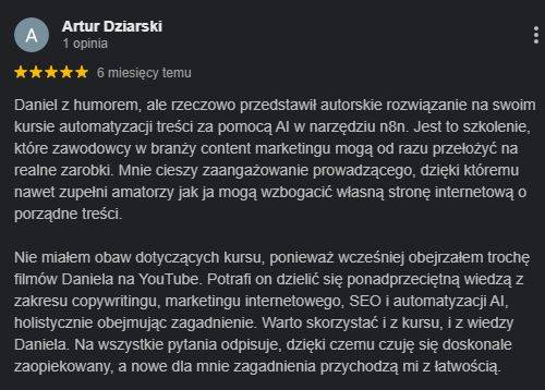 Opinia - Artur Dziarski