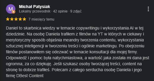 Opinia - Michał Patysiak