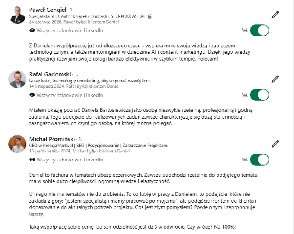 Rekomendacja na LinkedIn