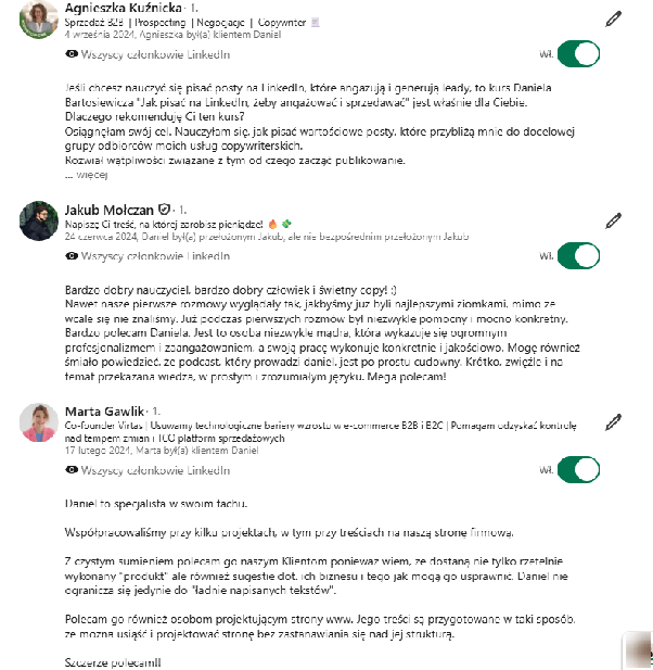 Rekomendacja na LinkedIn