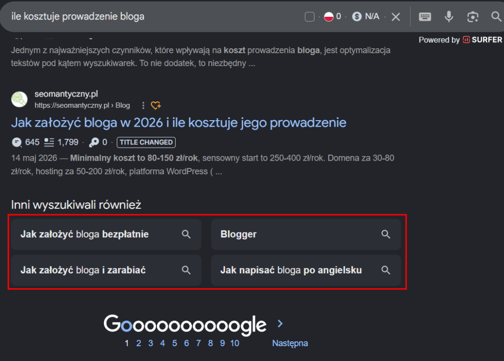 Tematy na bloga firmowego: 6 źródeł, które się nie kończą 6 Powiązane wyszukiwania – dół strony z wynikami.