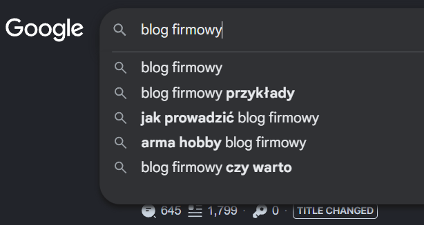 Tematy na bloga firmowego: 6 źródeł, które się nie kończą 4 Podpowiedzi Google