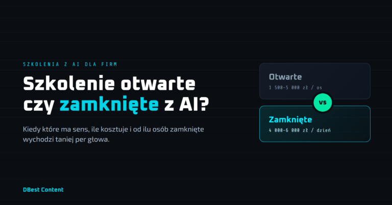 Szkolenie otwarte czy zamknięte z AI – kiedy które ma sens i ile kosztuje