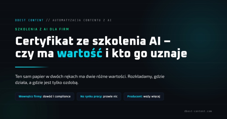 Certyfikat ze szkolenia AI – czy ma wartość i kto go uznaje
